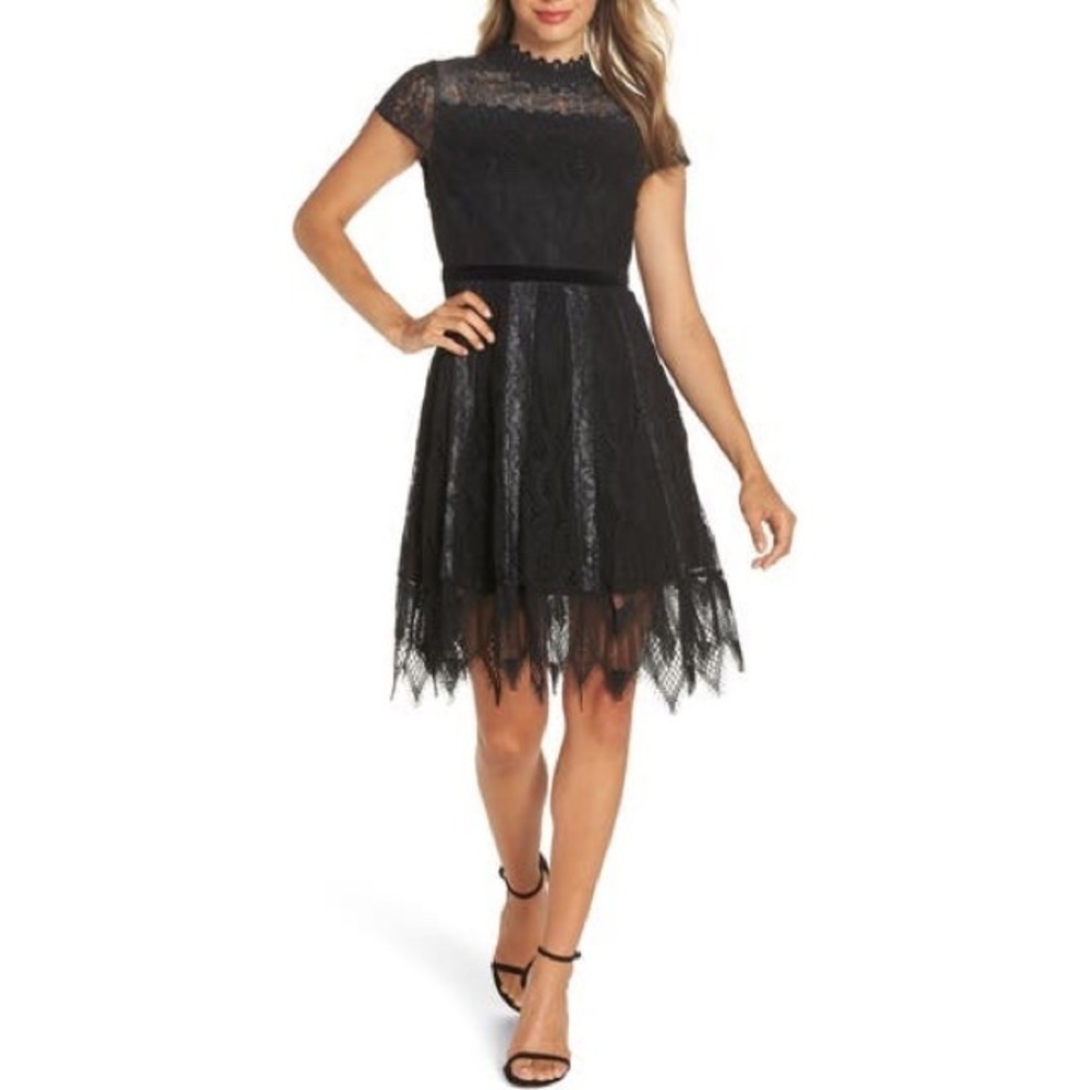 Foxiedox Maisie Lace & Velvet Black Cocktail Dress